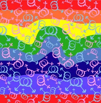Rainbow opt art background. Seamless vector pattern. LGBT colors. Abstract ge Stockillustratie