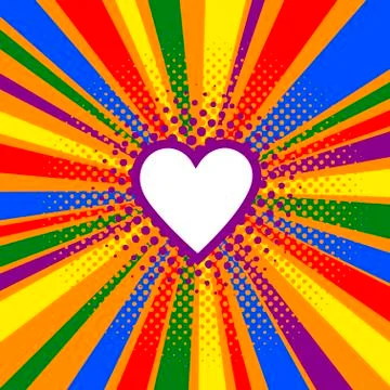 Rainbow or Pride flag. LGBT banner. Vector illustration in pop art retro comic Stock Illustration