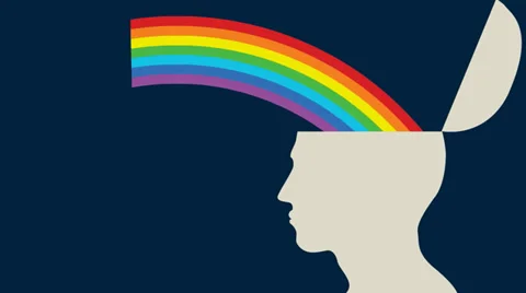 Rainbow out of head Stock Footage 37716639