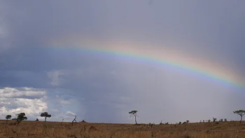 Rainbow over African Landscape Video stock 125471794