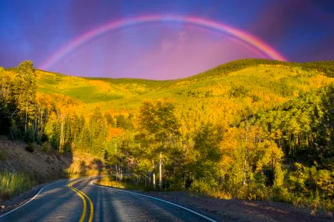 Rainbow Over an Aspen Forest Stock Photos