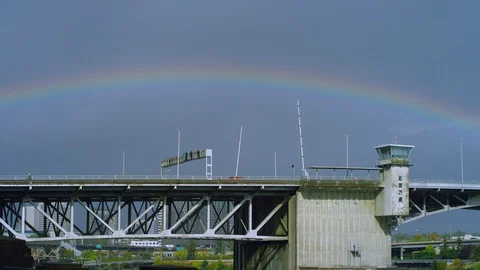 Rainbow Over Bridge  Vídeo Stock 127736986