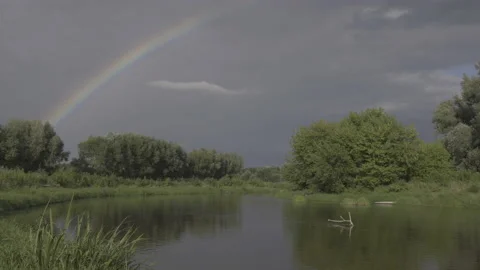 Rainbow over the Bug River, 8K Stock Footage 168877377