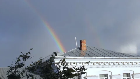 Rainbow over the building Video stock 96203103