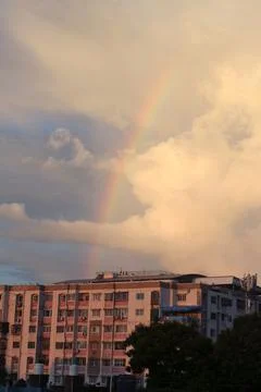 Rainbow over a building Stock Photos