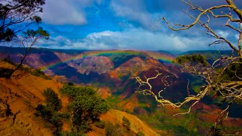 RAINBOW OVER CANYON Stock Photos