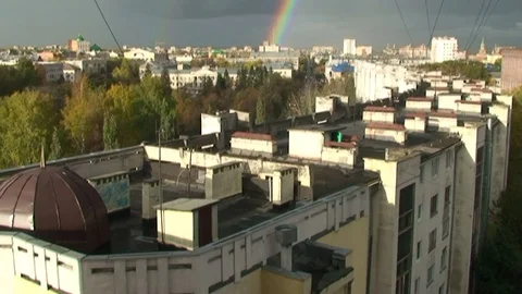 Rainbow Over the City Stock Footage 103221491