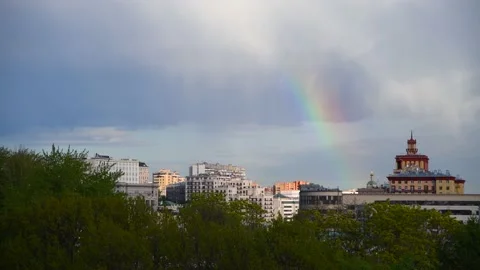 Rainbow over the city Stock Footage 200244669