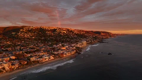 Rainbow Over Coastal Town During Sunset Video stock 340579702