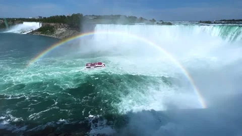 Rainbow over the falls. Stock Footage 228474921
