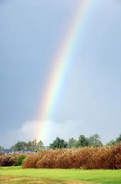 Rainbow over a field Stock Photos