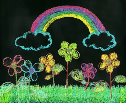 Rainbow Over the Garden Stock Illustration