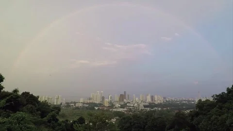 Rainbow over George Town, View from Hilltop Hindu Temple, Penang, Malaysia Stock Footage 324521932