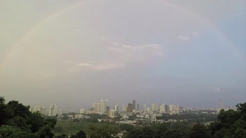 Rainbow over George Town, View from Hilltop Hindu Temple, Penang, Malaysia Stock Footage 324523278