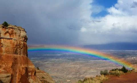 Rainbow over grand junction Stock Photos