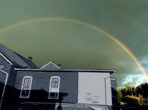 Rainbow over House Stock Photos