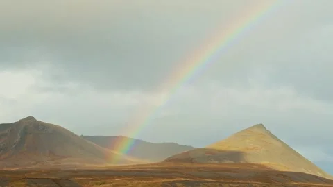 Rainbow over Icelandic Mountains Stock Footage 320516518
