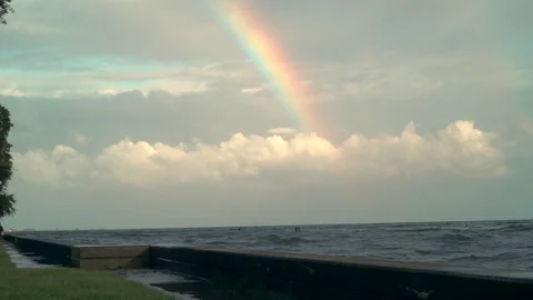 Rainbow over Lake Pontchartrain Stock Footage 112261159