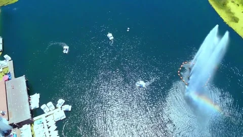 Rainbow over Los Angeles Echo Park Lake Video stock 260754791