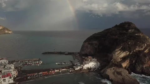 Rainbow Over the Mountain by the Sea Stock Footage 300935701