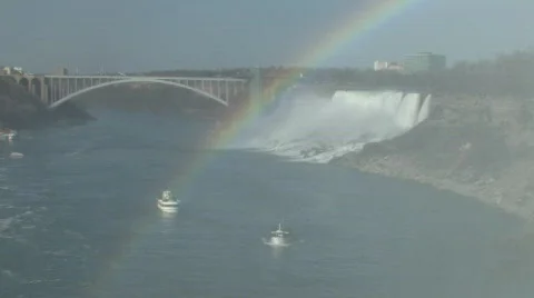 Rainbow over the Niagara Falls Stock Footage 687445