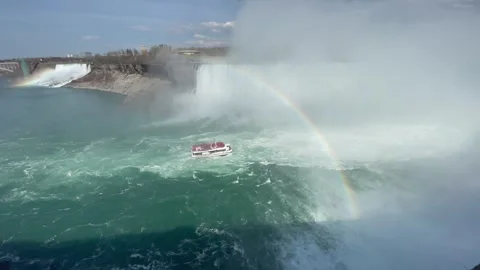 Rainbow over the Niagara Falls Stock Footage 243596299