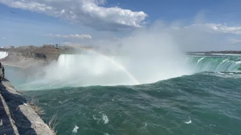 Rainbow over the Niagara Falls Stock Footage 243596311