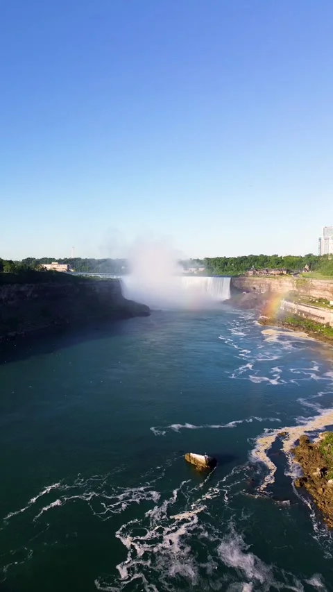 Rainbow Over Niagara River Below Horseshoe Falls Video stock 337401779