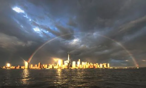 Rainbow Over NYC Stock Photos