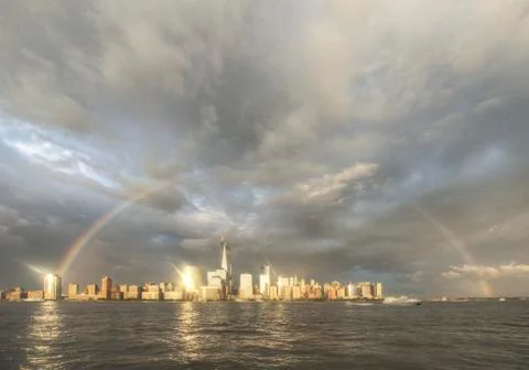 Rainbow Over NYC Stock Photos