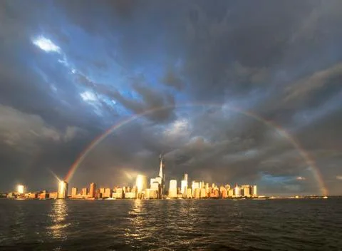 Rainbow Over NYC Stock Photos