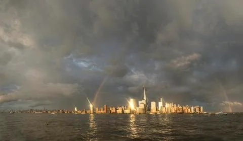 Rainbow over NYC Stock Photos