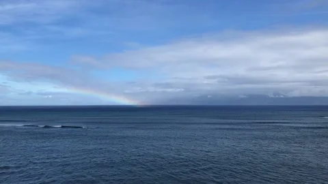 Rainbow over ocean from Maui Stock Footage 140396732