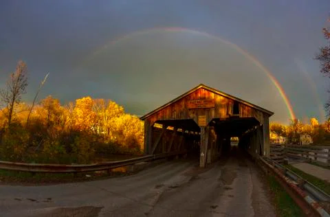 Rainbow over the Pulp Mill Bridge Stock Photos