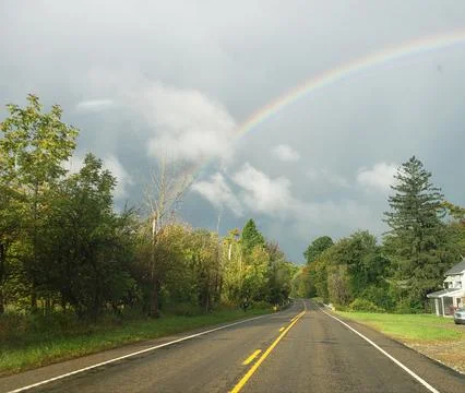 Rainbow over road 2 写真素材