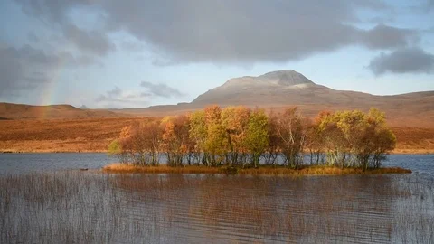 Rainbow over Scottish landscape. 動画素材 70169015