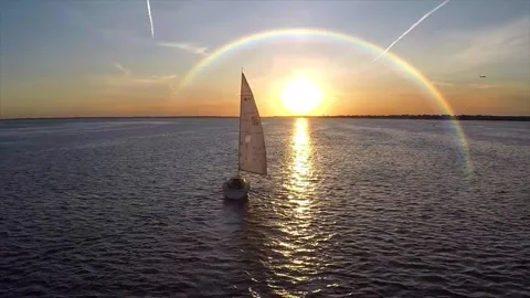 Rainbow Over the Sea Animated Background Loop Stock Footage 325330281