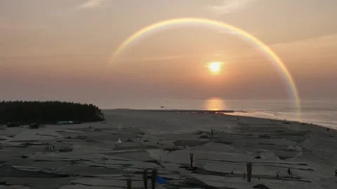 Rainbow Over the Sea Animated Background Loop Stock Footage 325330328