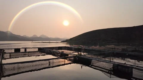 Rainbow Over the Sea Animated Background Loop Stock Footage 325330381