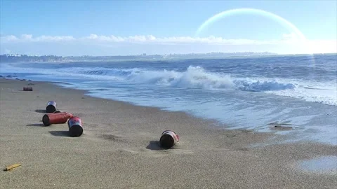 Rainbow Over the Sea Animated Background Loop Stock Footage 325330564