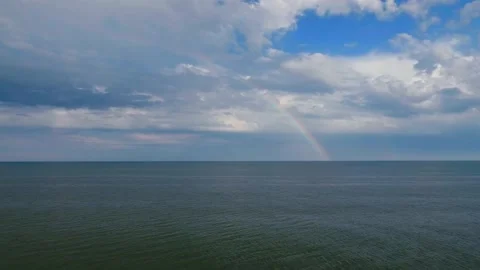 Rainbow over the sea. Drone view Stock Footage 162105711