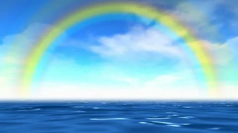 Rainbow over sea. Stock Footage