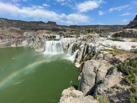 Rainbow over The Shoshone Falls Stock Photos
