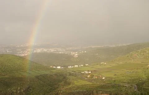 Rainbow over Valle Jimenez. Stock Photos