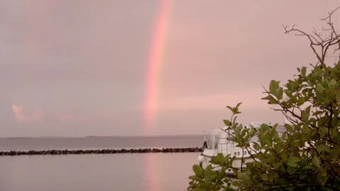 Rainbow over the water Stock Footage 252178653