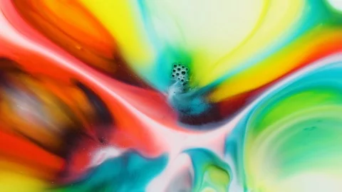 Rainbow paint react in water and create fantastic background. Fluid art. Stock Footage 120695654