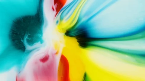 Rainbow paint react in water and create fantastic background. Fluid art. Stock Footage 120695984