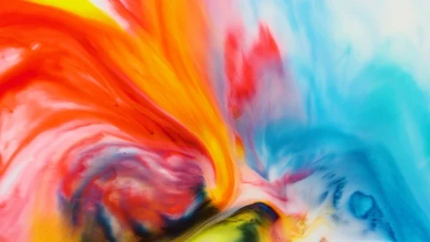 Rainbow paint react in water and create fantastic background. Fluid art. Stock Footage 120696771