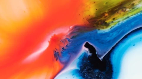 Rainbow paint react in water and create fantastic background. Fluid art. Stock Footage 121222563