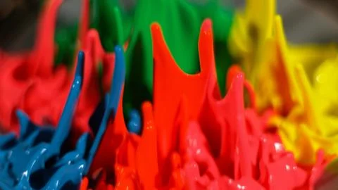 Rainbow paint splatter macro background 2 Stock Photos
